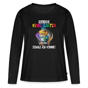 Inscription à l’école Dino Retour à l’école - T-shirt manches longues Premium bio Femme - noir - Devant - Julia (174cm)