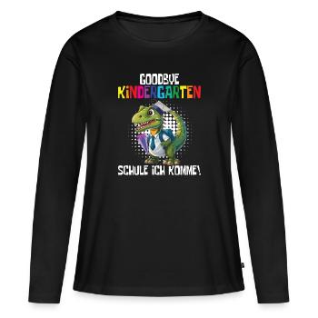 Inscription à l’école Dino Retour à l’école - T-shirt manches longues Premium bio Femme - noir - Devant - Julia (174cm)
