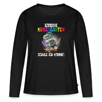 Inscription à l’école Dino Retour à l’école - T-shirt manches longues Premium bio Femme - noir - Devant - Julia (174cm)