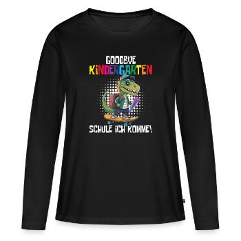 Inscription à l’école Dino Retour à l’école - T-shirt manches longues Premium bio Femme - noir - Devant - Julia (174cm)