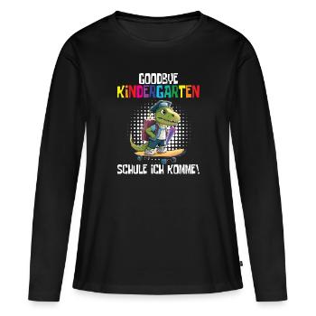 Inscription à l’école Dino Retour à l’école - T-shirt manches longues Premium bio Femme - noir - Devant - Julia (174cm)