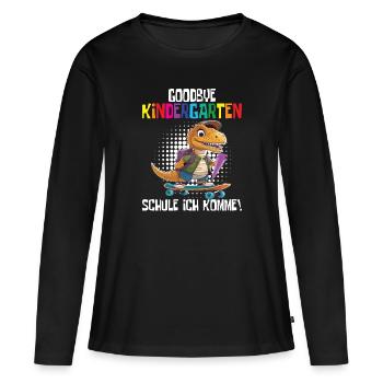 Inscription à l’école Dino Retour à l’école - T-shirt manches longues Premium bio Femme - noir - Devant - Julia (174cm)