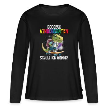 Inscription à l’école Dino Retour à l’école - T-shirt manches longues Premium bio Femme - noir - Devant - Julia (174cm)