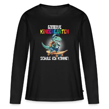 Inscription à l’école Dino Retour à l’école - T-shirt manches longues Premium bio Femme - noir - Devant - Julia (174cm)