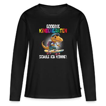 Inscription à l’école Dino Retour à l’école - T-shirt manches longues Premium bio Femme - noir - Devant - Julia (174cm)