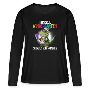 Inscription à l’école Dino Retour à l’école - T-shirt manches longues Premium bio Femme - noir - Devant - Julia (174cm)