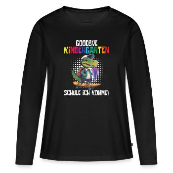 Inscription à l’école Dino Retour à l’école - T-shirt manches longues Premium bio Femme - noir - Devant - Julia (174cm)