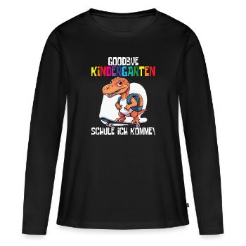 Inscription à l’école Dino Retour à l’école - T-shirt manches longues Premium bio Femme - noir - Devant - Julia (174cm)