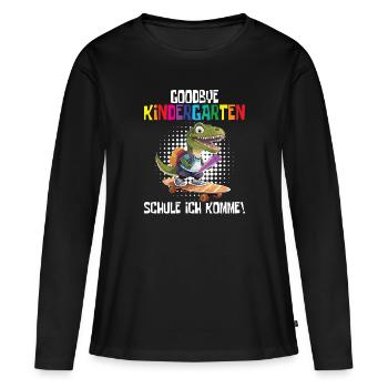 Inscription à l’école Dino Retour à l’école - T-shirt manches longues Premium bio Femme - noir - Devant - Julia (174cm)