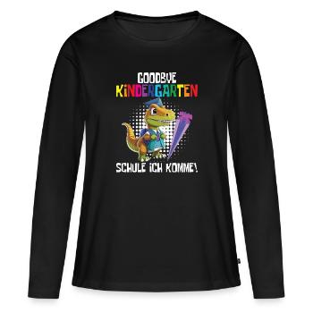 Inscription à l’école Dino Retour à l’école - T-shirt manches longues Premium bio Femme - noir - Devant - Julia (174cm)