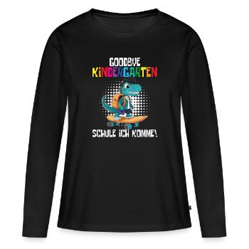 Inscription à l’école Dino Retour à l’école - T-shirt manches longues Premium bio Femme - noir - Devant - Julia (174cm)