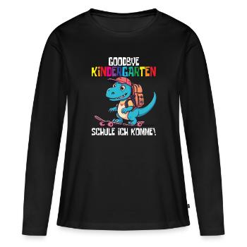 Inscription à l’école Dino Retour à l’école - T-shirt manches longues Premium bio Femme - noir - Devant - Julia (174cm)