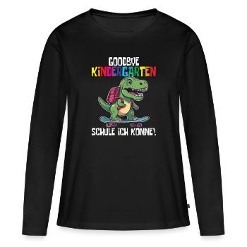 Inscription à l’école Dino Retour à l’école - T-shirt manches longues Premium bio Femme - noir - Devant - Julia (174cm)