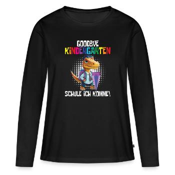 Inscription à l’école Dino Retour à l’école - T-shirt manches longues Premium bio Femme - noir - Devant - Julia (174cm)
