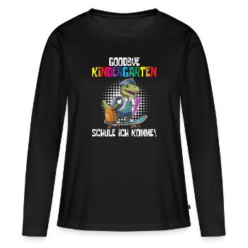 Inscription à l’école Dino Retour à l’école - T-shirt manches longues Premium bio Femme - noir - Devant - Julia (174cm)