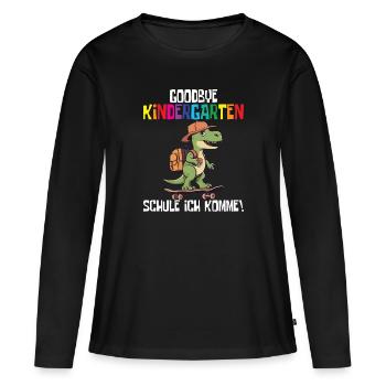 Inscription à l’école Dino Retour à l’école - T-shirt manches longues Premium bio Femme - noir - Devant - Julia (174cm)