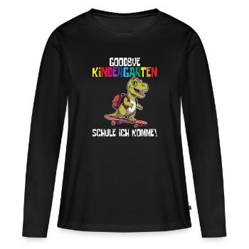 Inscription à l’école Dino Retour à l’école - T-shirt manches longues Premium bio Femme - noir - Devant - Julia (174cm)