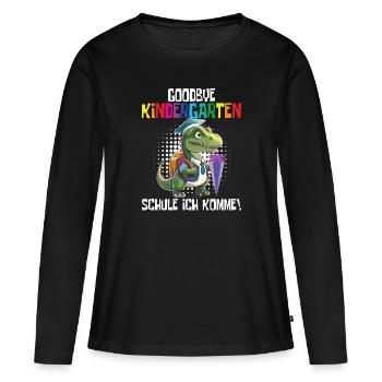 Inscription à l’école Dino Retour à l’école - T-shirt manches longues Premium bio Femme - noir - Devant - Julia (174cm)