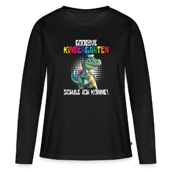 Inscription à l’école Dino Retour à l’école - T-shirt manches longues Premium bio Femme - noir - Devant - Julia (174cm)