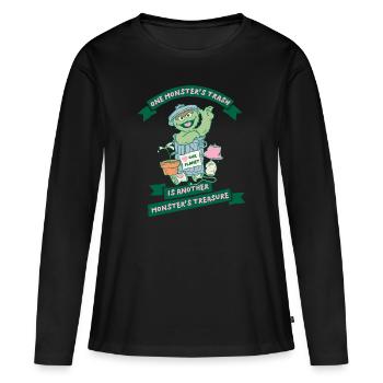Sesame Street Mordicus Love Our Planet - T-shirt manches longues Premium bio Femme - noir - Devant - Julia (174cm)