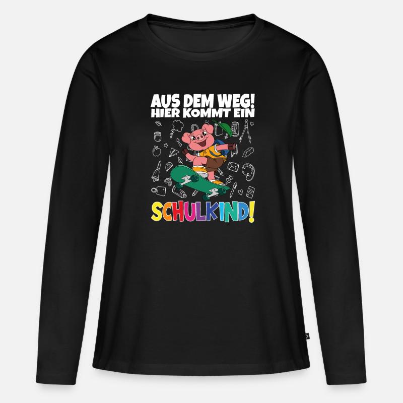 Schulkind 2024 Einschulung Schulanfang - Frauen Premium Bio Langarmshirt - Schwarz