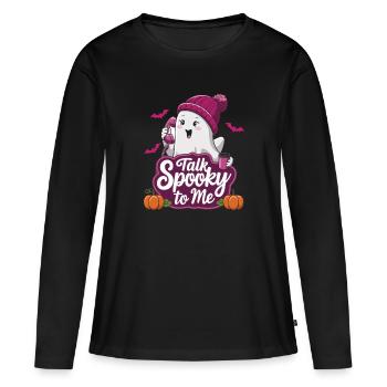 Halloween Fantôme Drôle Parler Effrayant Pour Moi - T-shirt manches longues Premium bio Femme - noir - Devant - Julia (174cm)