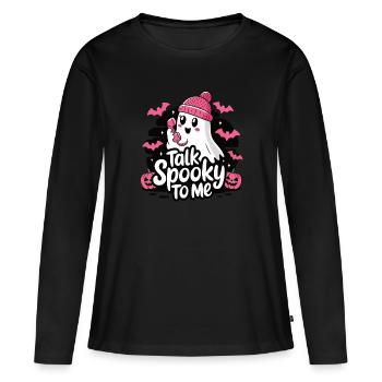 Halloween Fantôme Drôle Parler Effrayant Pour Moi - T-shirt manches longues Premium bio Femme - noir - Devant - Julia (174cm)