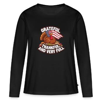 Dinde drôle de Thanksgiving - T-shirt manches longues Premium bio Femme - noir - Devant - Julia (174cm)
