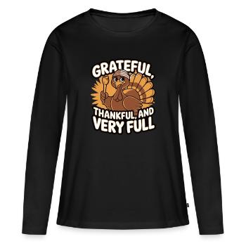 Lustiger Thanksgiving Truthahn - Frauen Premium Bio Langarmshirt - Schwarz - Vorne - Julia (174cm)