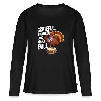 Dinde drôle de Thanksgiving - T-shirt manches longues Premium bio Femme - noir - Devant - Julia (174cm)