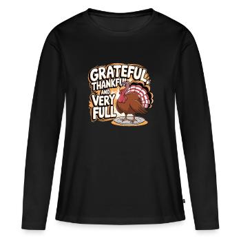 Dinde drôle de Thanksgiving - T-shirt manches longues Premium bio Femme - noir - Devant - Julia (174cm)