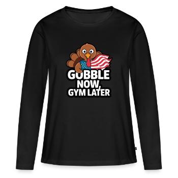 Dinde drôle de Thanksgiving - T-shirt manches longues Premium bio Femme - noir - Devant - Julia (174cm)