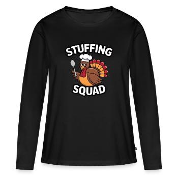 Dinde drôle de Thanksgiving - T-shirt manches longues Premium bio Femme - noir - Devant - Julia (174cm)