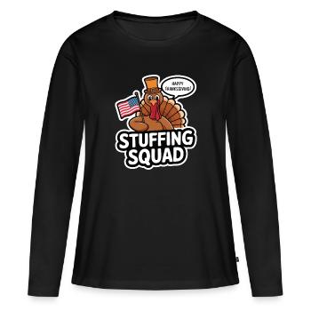 Dinde drôle de Thanksgiving - T-shirt manches longues Premium bio Femme - noir - Devant - Julia (174cm)