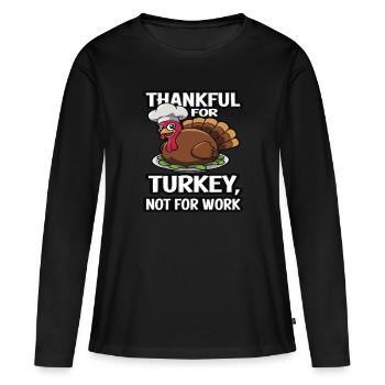 Dinde drôle de Thanksgiving - T-shirt manches longues Premium bio Femme - noir - Devant - Julia (174cm)