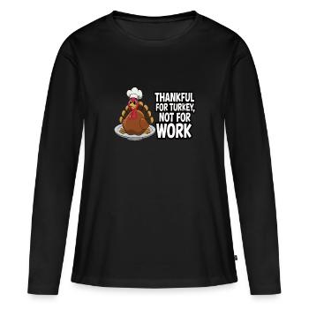 Dinde drôle de Thanksgiving - T-shirt manches longues Premium bio Femme - noir - Devant - Julia (174cm)