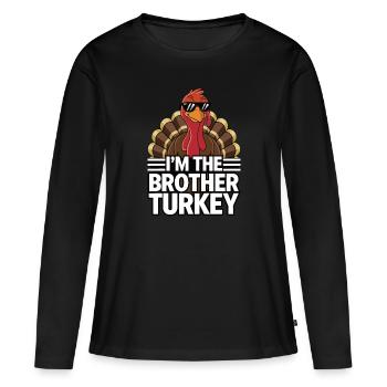 Dinde drôle de Thanksgiving - T-shirt manches longues Premium bio Femme - noir - Devant - Julia (174cm)