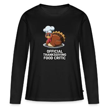 Dinde drôle de Thanksgiving - T-shirt manches longues Premium bio Femme - noir - Devant - Julia (174cm)