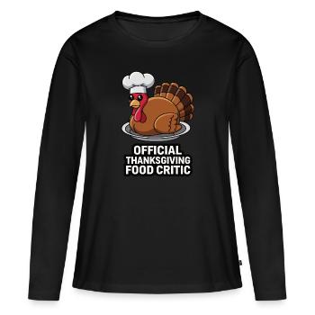 Dinde drôle de Thanksgiving - T-shirt manches longues Premium bio Femme - noir - Devant - Julia (174cm)