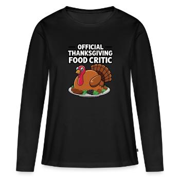 Dinde drôle de Thanksgiving - T-shirt manches longues Premium bio Femme - noir - Devant - Julia (174cm)