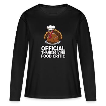 Dinde drôle de Thanksgiving - T-shirt manches longues Premium bio Femme - noir - Devant - Julia (174cm)