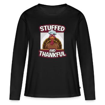 Dinde drôle de Thanksgiving - T-shirt manches longues Premium bio Femme - noir - Devant - Julia (174cm)