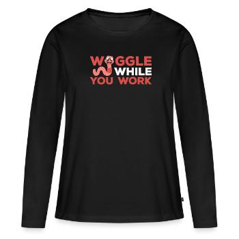 Mignon ver drôle vers de terre vers de terre - T-shirt manches longues Premium bio Femme - noir - Devant - Julia (174cm)