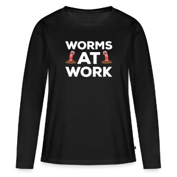 Mignon ver drôle vers de terre vers de terre - T-shirt manches longues Premium bio Femme - noir - Devant - Julia (174cm)