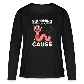 Mignon ver drôle vers de terre vers de terre - T-shirt manches longues Premium bio Femme - noir - Devant - Julia (174cm)