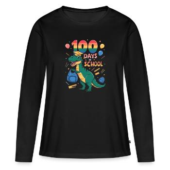 100e jour d’école 100 jour d’école des enfants - T-shirt manches longues Premium bio Femme - noir - Devant - Julia (174cm)