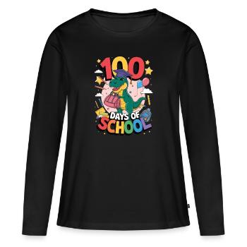 100e jour d'école 100e jour d'école pour les enfants - T-shirt manches longues Premium bio Femme - noir - Devant - Julia (174cm)