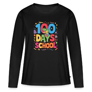 100e jour d’école 100 jour d’école des enfants - T-shirt manches longues Premium bio Femme - noir - Devant - Julia (174cm)