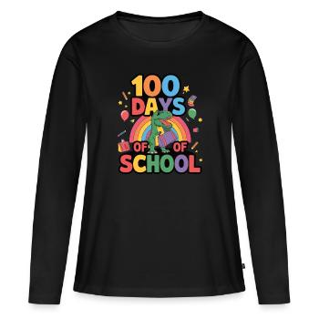 100e jour d’école 100 jour d’école des enfants - T-shirt manches longues Premium bio Femme - noir - Devant - Julia (174cm)