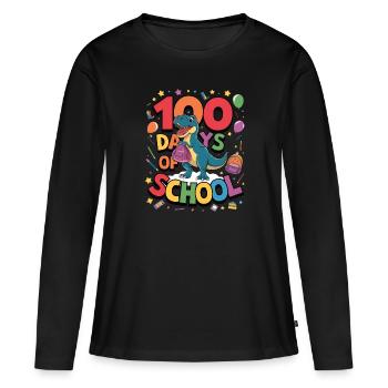 100e jour d'école 100e jour d'école pour les enfants - T-shirt manches longues Premium bio Femme - noir - Devant - Julia (174cm)